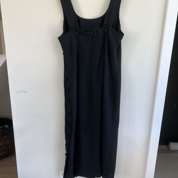 Vintage Maggy London Button Black Midi Dress Women’s 16 career - Picture 5 of 7